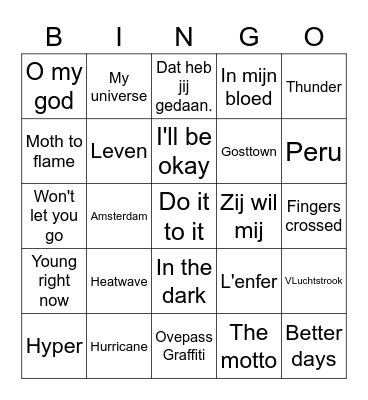 Amsterdam Bingo Card
