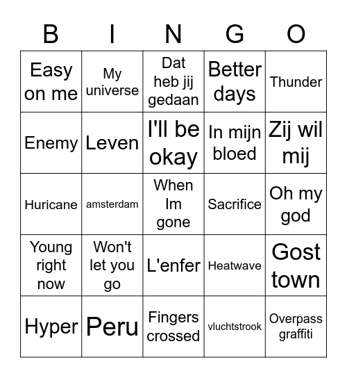 Amsterdam BIngo Card