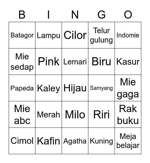 Riri ❤️ Uyon Bingo Card