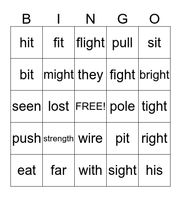 Spelling wk5 Bingo Card