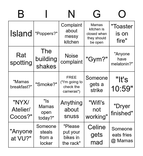 We <3 Hotel Jansen Bingo Card