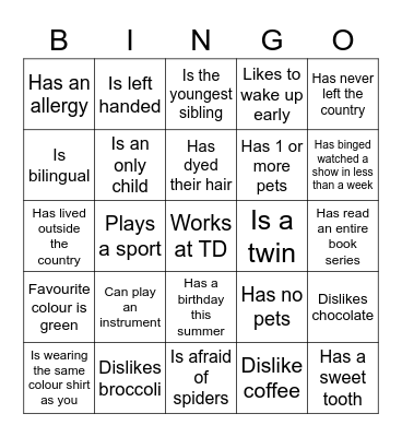 Find someone who - BINGO Card