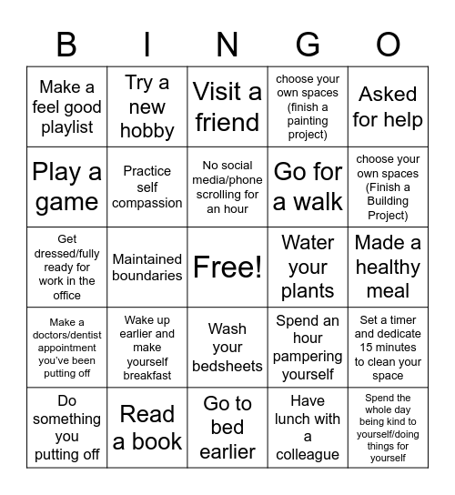 Stephen's Bingo Card