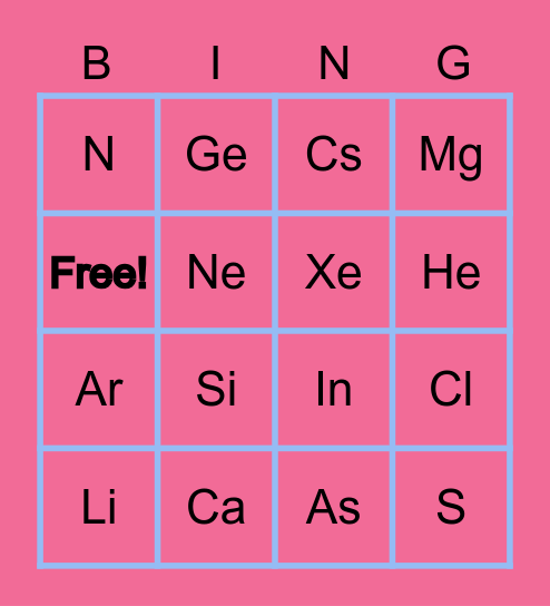 Periodic Bingo Card
