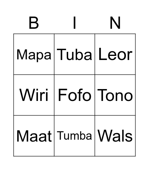 Tanisha Bingo Card