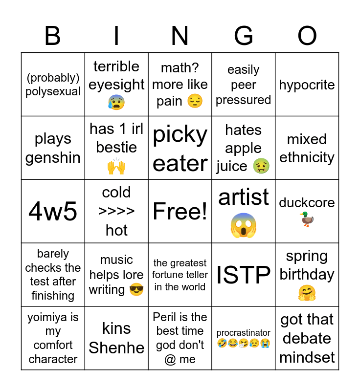 Are YOU me? Bingo Card