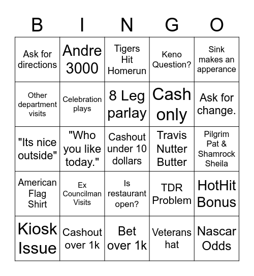 Sportsbook Bingo Card