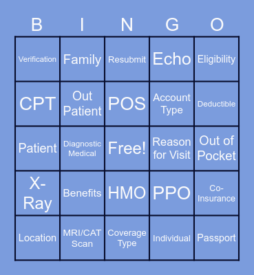 Insurance Benefits 101 Bingo Card