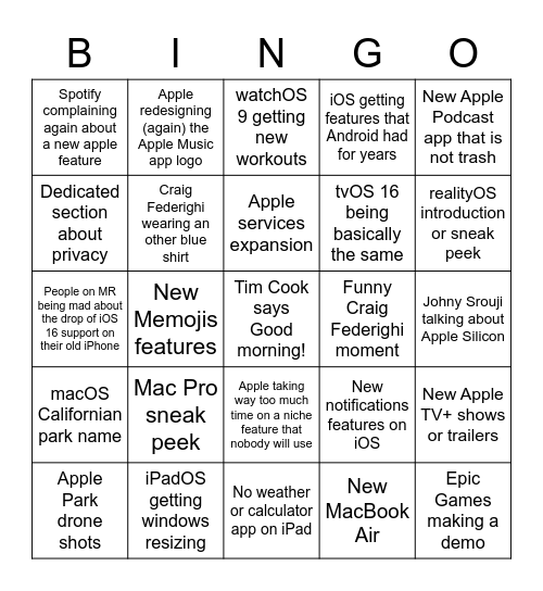 Untitled Bingo Card