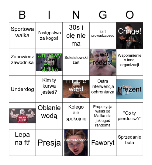 Bingo Wysoka Liga Bingo Card