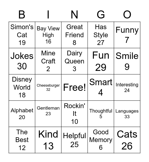 Michael Day! Bingo Card