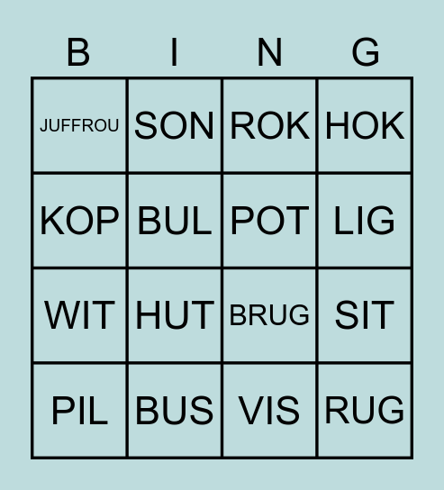 AFRIKAANS SPEL Bingo Card