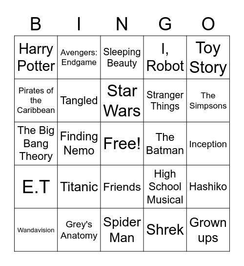 Movies & Series Bingo! Bingo Card