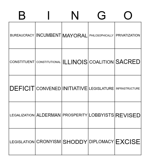 Commonly Mispronounced Political Words! Bingo Card