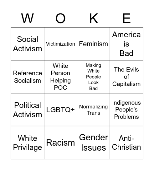 Woke Bingo Card