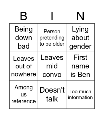 Omegle Chat BINGO Card