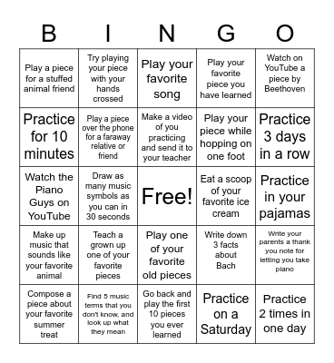 Beginner Bingo Card