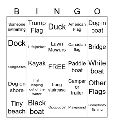 Lake Bingo Card