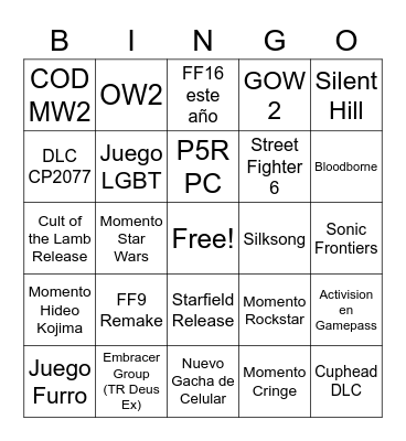 E3 no E3 de 2022 Bingo Card