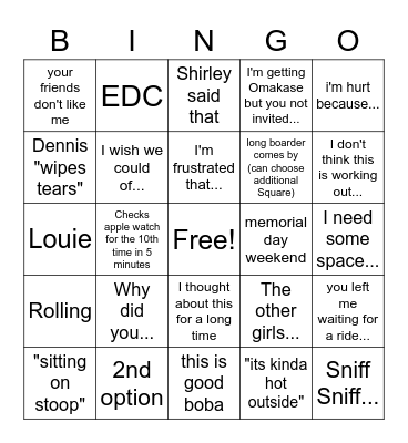 DEN DEN & LOUISE Bingo Card