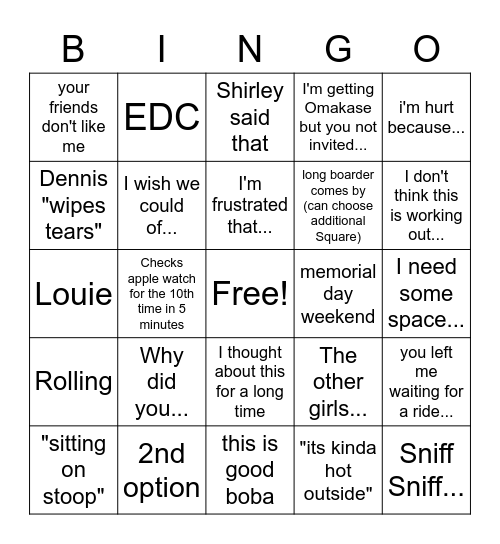 DEN DEN & LOUISE Bingo Card