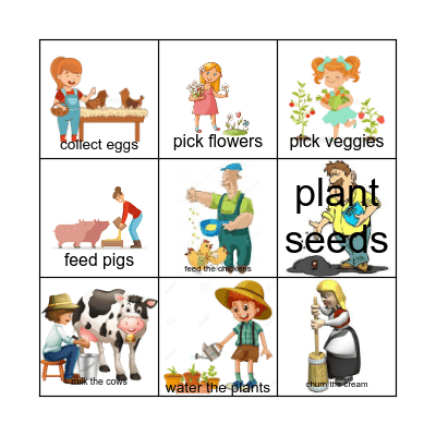 Farm Chores Bingo Card