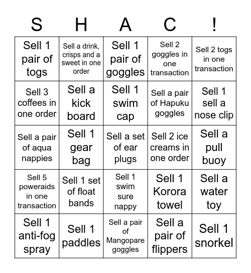 Sacred Heart CS BINGO Card