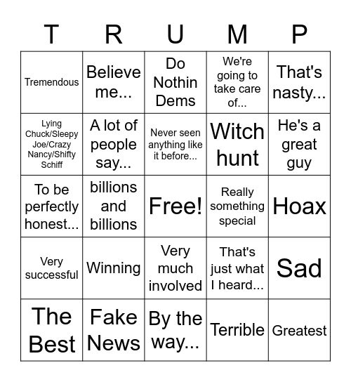 Trump Bingo Card