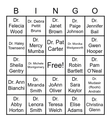 UAH/UA Faculty Bingo Card