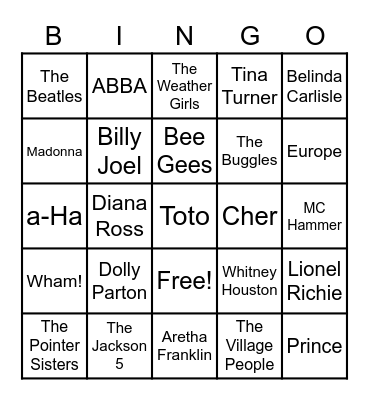 Juxebox Bingo Card