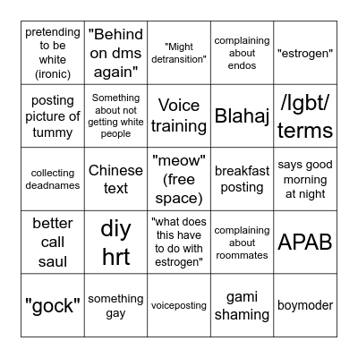 chloe twitter bingo Card