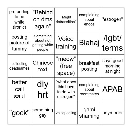 chloe twitter bingo Card