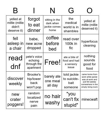 Brooke Bingo Card