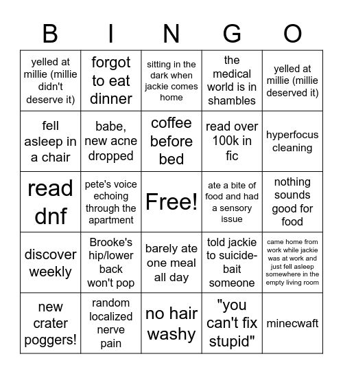 Brooke Bingo Card