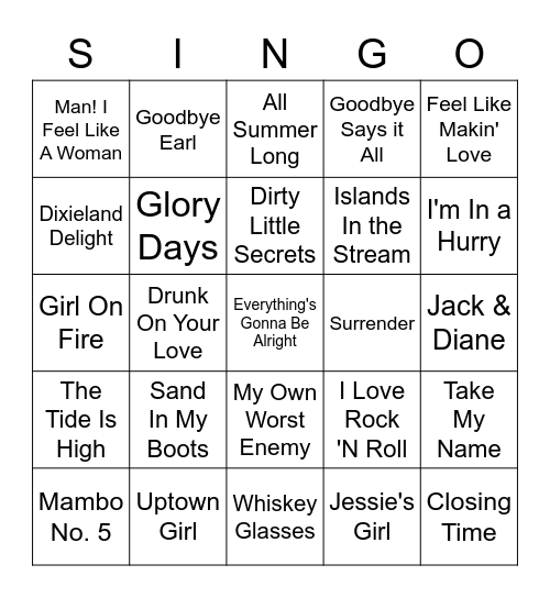 Singo - Mix #1 Bingo Card