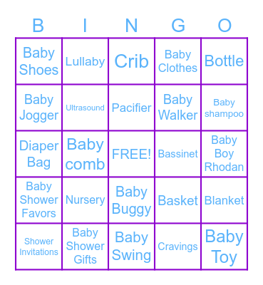 Lashonda's Baby Shower Bingo Card