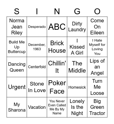 Singo - Mix #1 Bingo Card