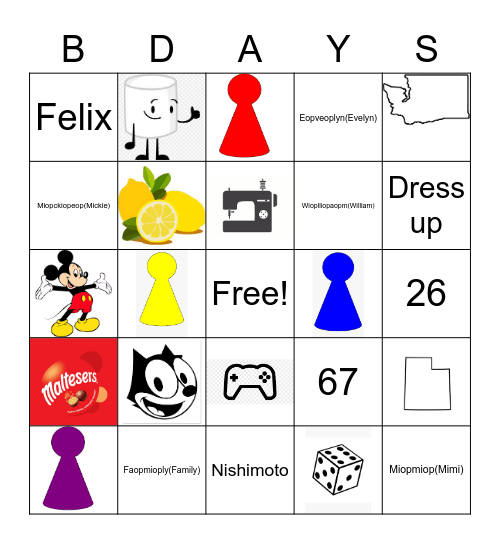 Birthday Bingo Card