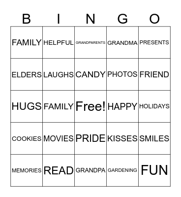 Grand-friends Bingo! Bingo Card