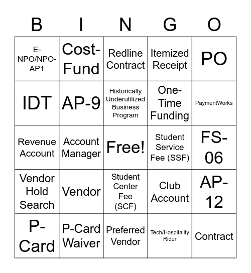 Purchasing Lingo Bingo Card