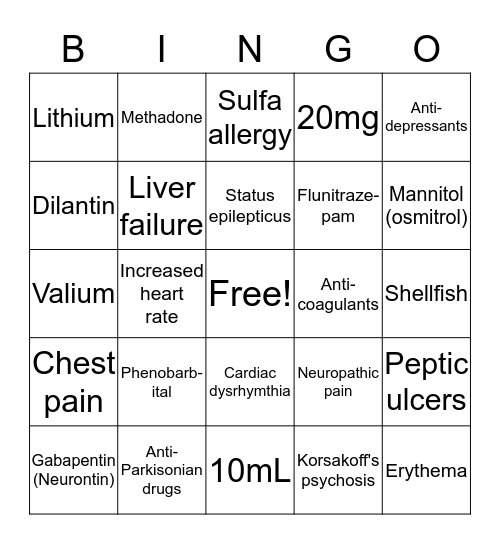 Exam 1 Review Bingo Card