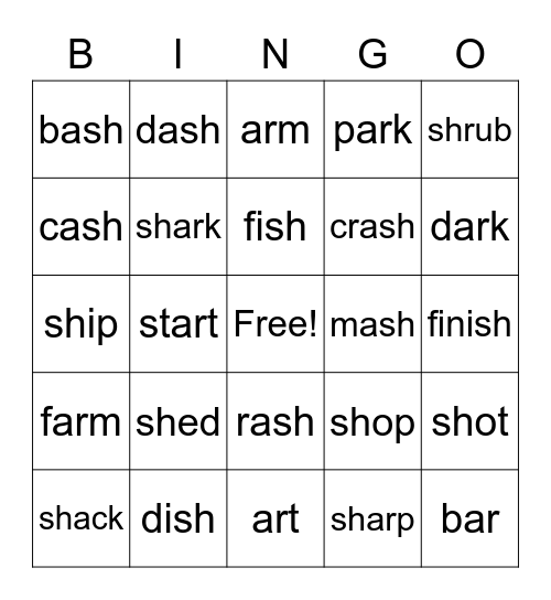 SH & AR Bingo Card