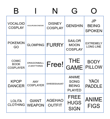 ANIME CON BINGO Card