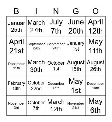 Birthday Bingo for 6-1 Bingo Card