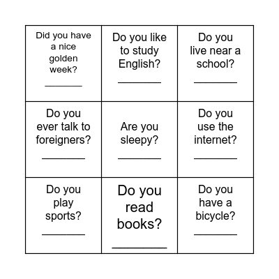 Find Somebody Who (Bingo!) Bingo Card