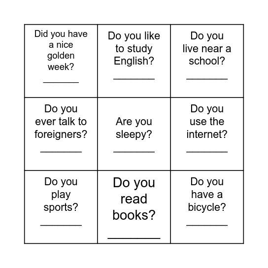 Find Somebody Who (Bingo!) Bingo Card