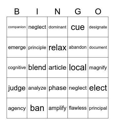 day 7 Bingo Card