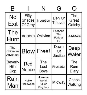 03 - Movies Bingo Card