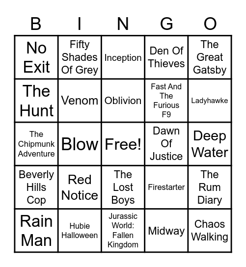 03 - Movies Bingo Card