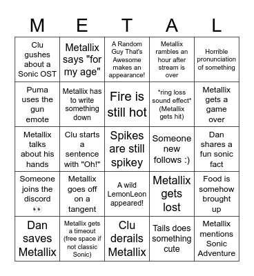 Metallix Stream Bingo Card